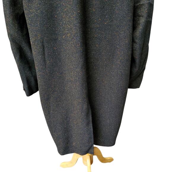 Vintage Leavitt Green Wool Long Trench Coat Overcoat  52" chest x 39.5" length - Picture 11 of 16